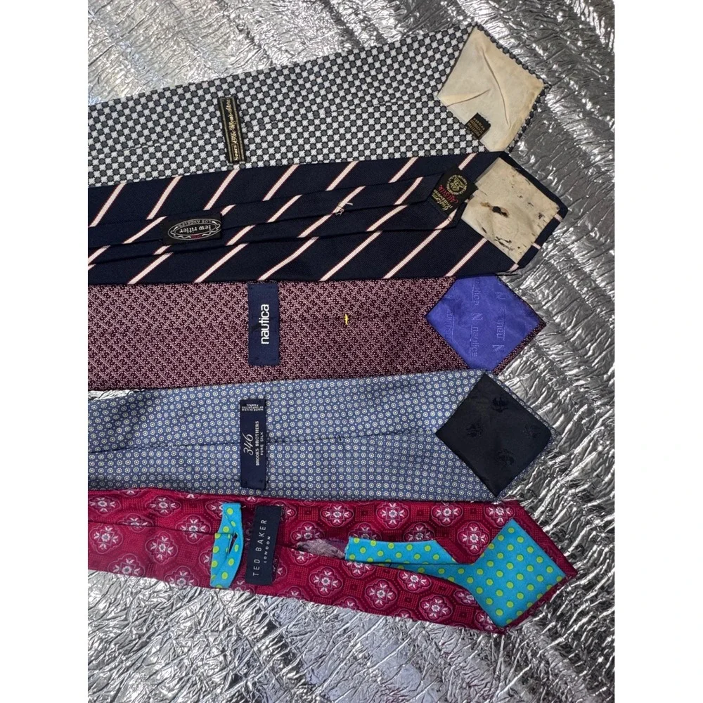 Lot of 5 Mens Neck Ties Ted Baker Brooks Brothers 346 Nautica Silk Designer